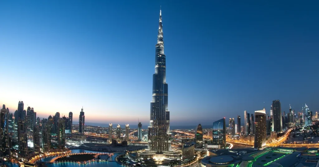 Best places to travel with friends in Dubai – Burj Khalifa skyline at sunset